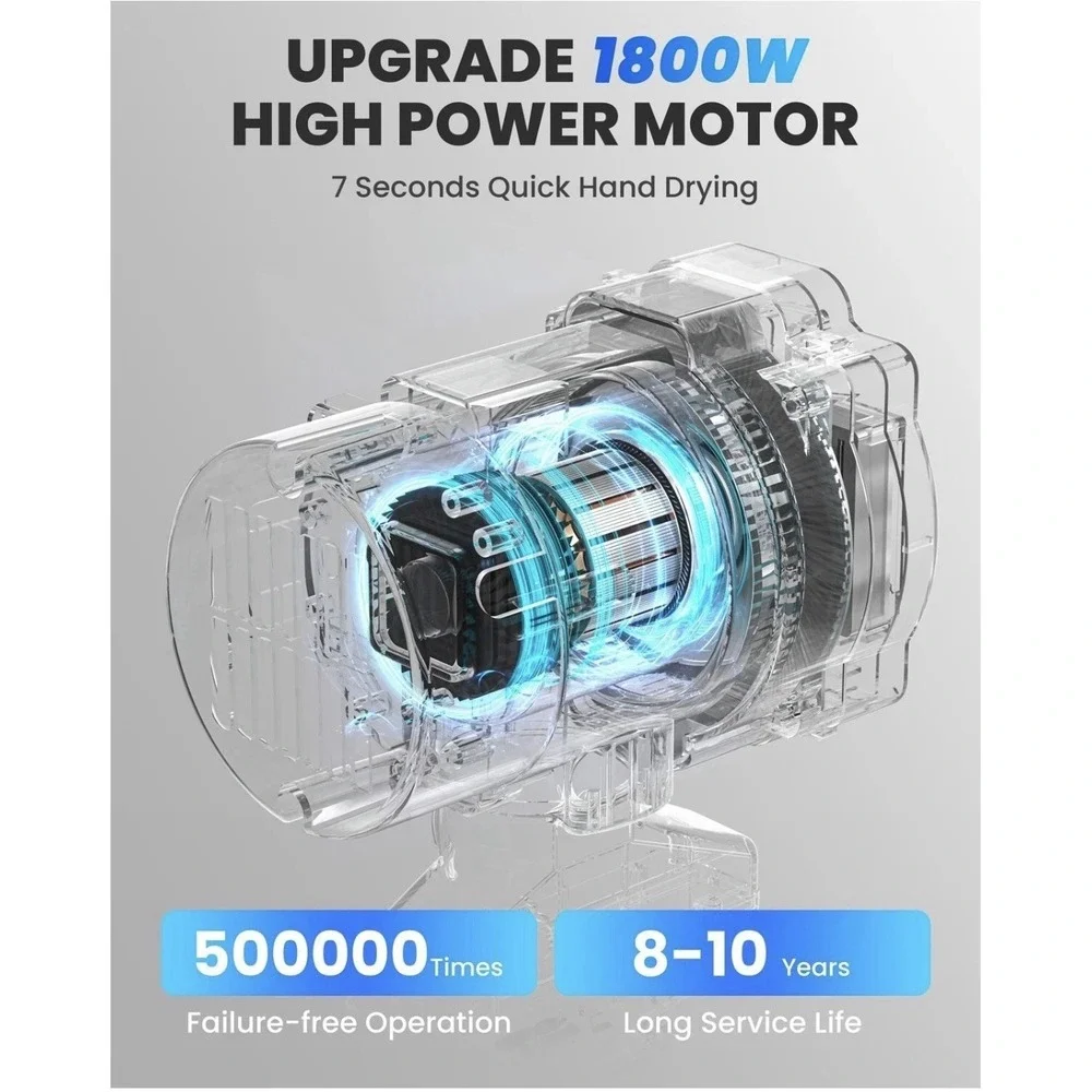 1800W Commercial Hand‎ Dryers, High Speed Hand Dryer for Home, Bathrooms